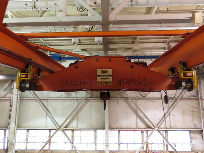 Cleveland Tramrail P&H 15 Ton Double Girder Underhung Bridge Crane 34' 10" Span