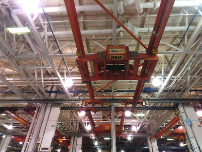 Cleveland Tramrail P&H 15 Ton Double Girder Underhung Bridge Crane 34' 10" Span