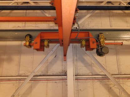 Cleveland Tramrail P&H 15 Ton Double Girder Underhung Bridge Crane 34' 10" Span