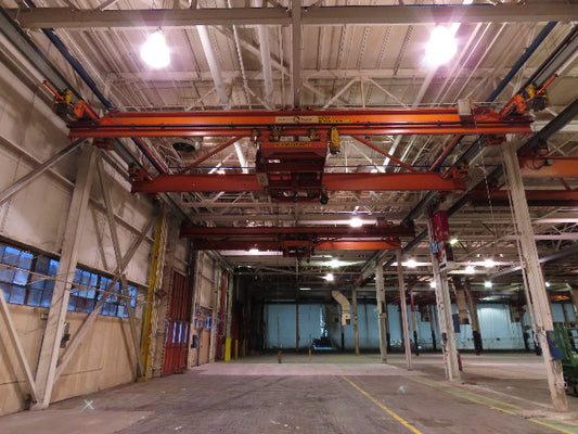 Cleveland Tramrail P&H 15 Ton Double Girder Underhung Bridge Crane 34' 10" Span