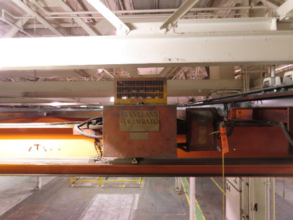 Cleveland Tramrail P&H 11 Ton Double Girder Underhung Bridge Crane 34' 10" Span