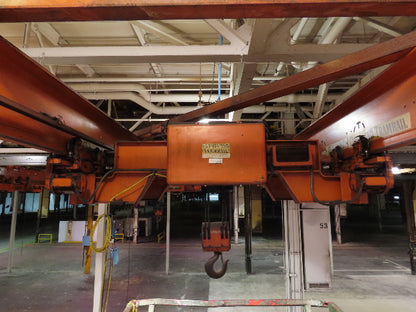 Cleveland Tramrail P&H 11 Ton Double Girder Underhung Bridge Crane 34' 10" Span