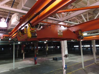 Cleveland Tramrail P&H 15 Ton Double Girder Bridge Crane 34' 10" Span w/Remote