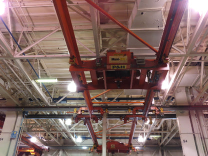 Cleveland Tramrail P&H 15 Ton Double Girder Bridge Crane 34' 10" Span w/Remote