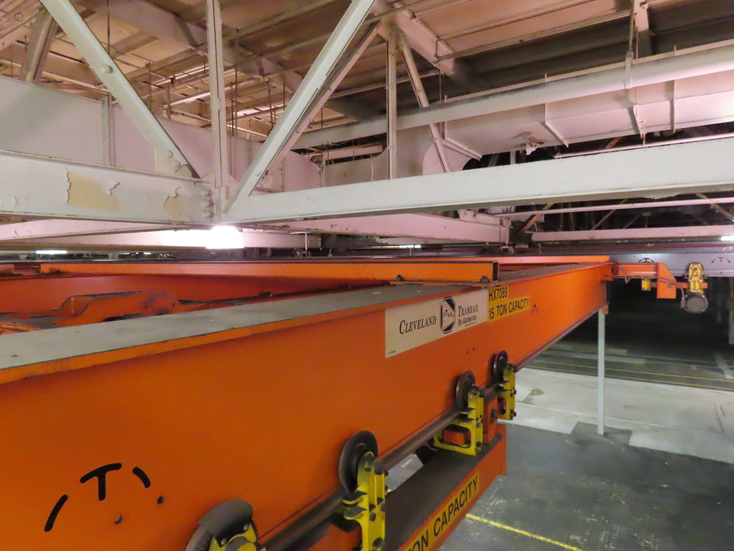Cleveland Tramrail P&H 15 Ton Double Girder Underhung Bridge Crane 34' 10" Span