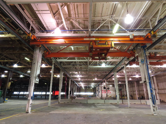 Cleveland Tramrail P&H 15 Ton Double Girder Underhung Bridge Crane 34' 10" Span