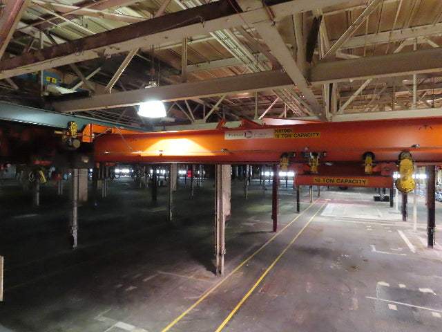 Cleveland Tramrail P&H 15 Ton Double Girder Bridge Crane 34' 10" Span w/Remote