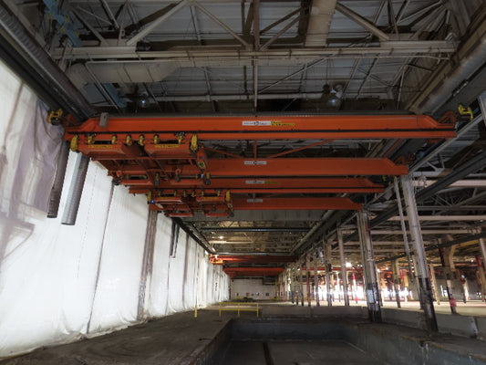 Cleveland Tramrail P&H 15 Ton Double Girder Bridge Crane 45' Span 2-Hoists