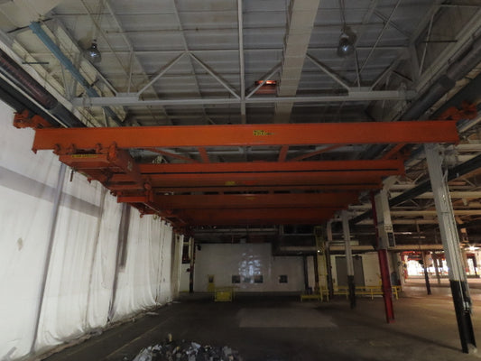 Cleveland Tramrail P&H 15 Ton Double Girder Underhung Bridge Crane 45' Span