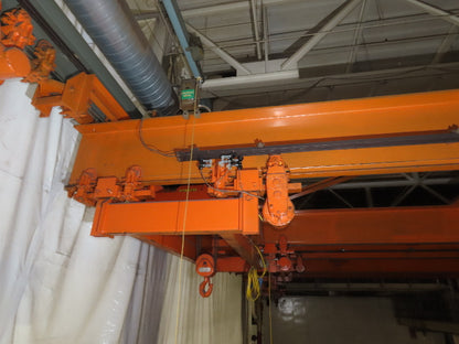 Cleveland Tramrail P&H 12 Ton Double Girder Underhung Bridge Crane 45' Span