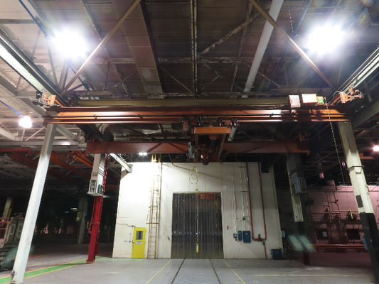 Cleveland Tramrail P&H 15 Ton Double Girder Underhung Bridge Crane 34' 10" Span