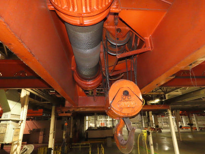 Cleveland Tramrail P&H 15 Ton Double Girder Underhung Bridge Crane 34' 10" Span