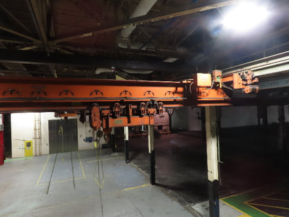 Cleveland Tramrail P&H 15 Ton Double Girder Underhung Bridge Crane 34' 10" Span