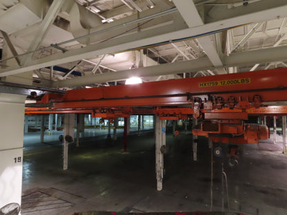 Cleveland Tramrail P&H 6 Ton Single Girder Underhung Bridge Crane 35' 10" Span