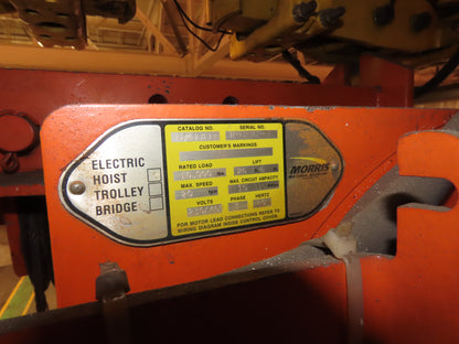 Cleveland Tramrail P&H 5 Ton Single Girder Underhung Bridge Crane 35' 10" Span