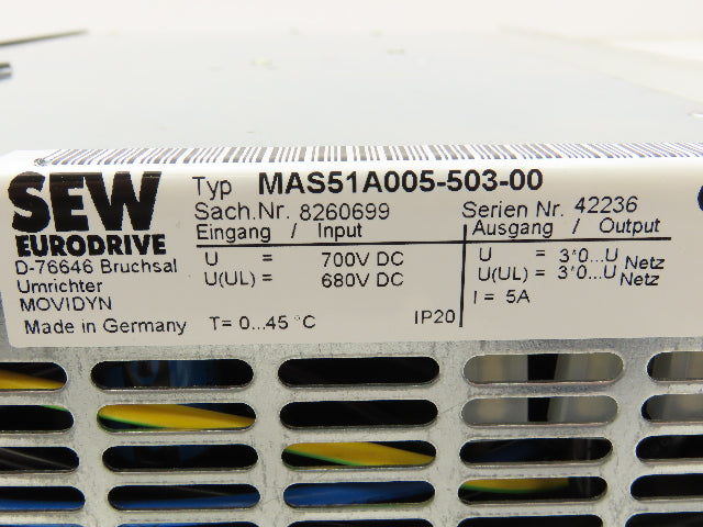 SEW MAS51A005-503-00 Servo Controller Motor Drive Movidyn 15HP 700V 3PH