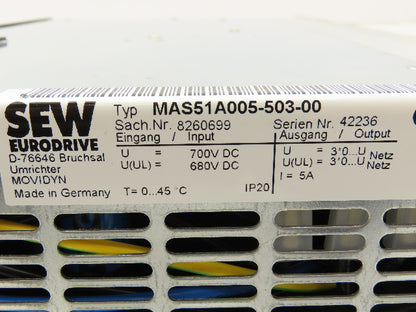 SEW MAS51A005-503-00 Servo Controller Motor Drive Movidyn 15HP 700V 3PH