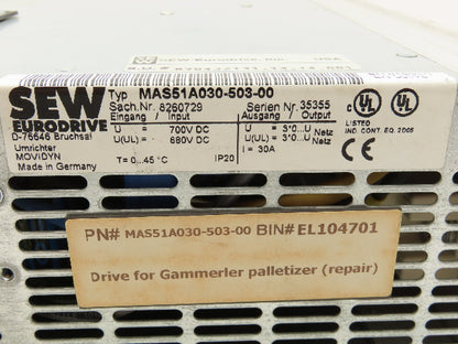 SEW Eurodrive MAS51A030-503-00 AC Servo Motor Drive Movidyn 700VDC 30A