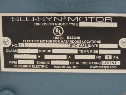 Superior Slo-Syn X700 Explosion Proof Stepper Motor 120V 72RPM 1PH CONT 10 1.1A