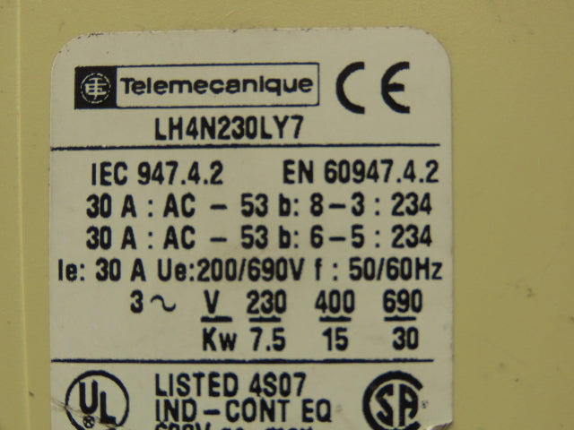 Telemecanique LH4N230LY7 Soft Starter/Soft Stop 690V 30A 30KW 3PH