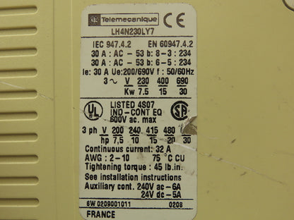 Telemecanique LH4N230LY7 Soft Starter/Soft Stop 690V 30A 30KW 3PH