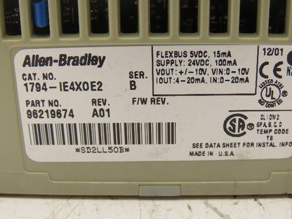 Allen Bradley 1794-IE4XOE2 Flex I/O Analog Combination Module 4-In/2-Out REV A01