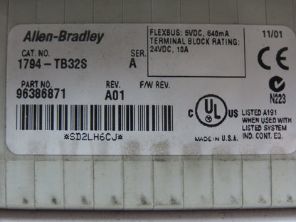 Allen Bradley 1794IB16X0B16P Flex I/O Sink Input/Source Output Ser A REV A01