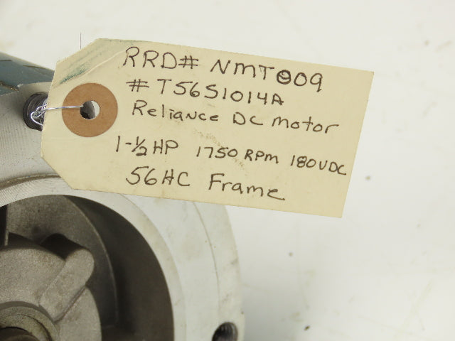 Reliance Electric T56S1014A DC Motor 180V 1.5Hp 7A 1750 RPM 56HC 7/8" Shaft