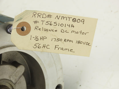 Reliance Electric T56S1014A DC Motor 180V 1.5Hp 7A 1750 RPM 56HC 7/8" Shaft
