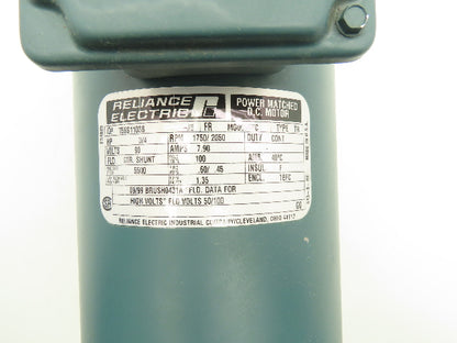 Reliance Electric T56S1103B DC Motor 90V 3/4Hp 7.9A 1750/2050 RPM 56HC Frame