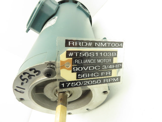 Reliance Electric T56S1103B DC Motor 90V 3/4Hp 7.9A 1750/2050 RPM 56HC Frame