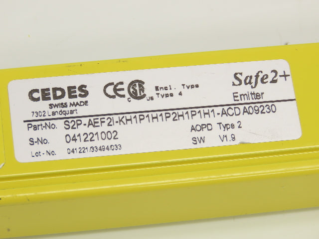 Cedes S2P-AEF2I-ACD Safe2+ Safety Light Curtain Emitter 1000mm Barrier