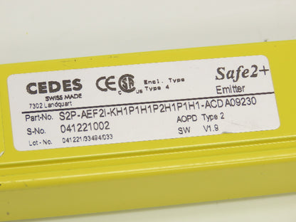 Cedes S2P-AEF2I-ACD Safe2+ Safety Light Curtain Emitter 1000mm Barrier