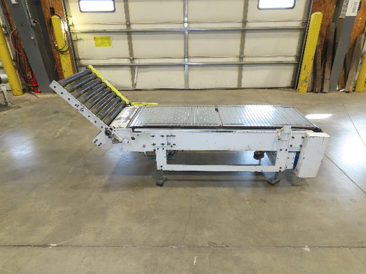Steel Slat Top Conveyor w/Pneumatic Tilt Roller Bed 460V 3PH Chain Drive