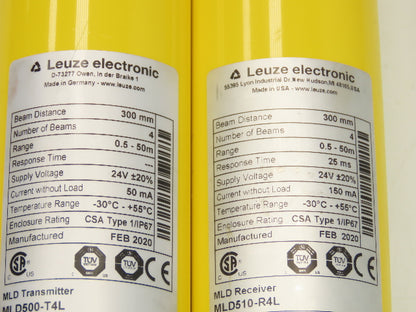 Leuze MLD510-R4L Safety Light Curtain Receiver Transmitter Set 950mm