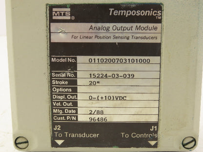 Temposonics 0110200703101000 Analog Output Module 0-10VDC 20" Stroke