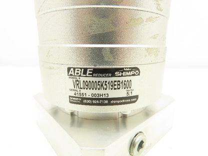 Nidec Shimpo VRL090005K519EB1600 ABLE Inline Gearbox 5:1 Planetary Gear Reducer