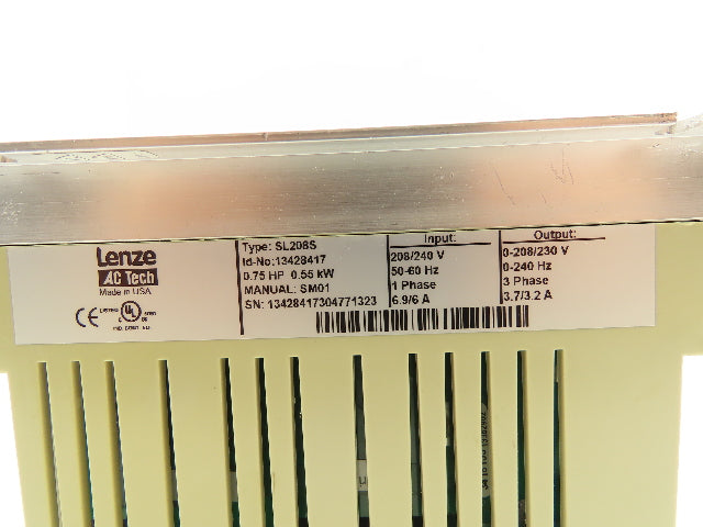 Lenze SL208S AC Tech Variable Frequency AC Drive 0.75HP 208/2400VAC 1Ph