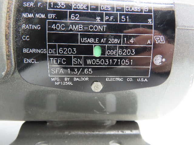 Baldor M3355 AC Motor 1/6Hp 1725 RPM 230/460V 3PH 42 Frame 3/8" Shaft