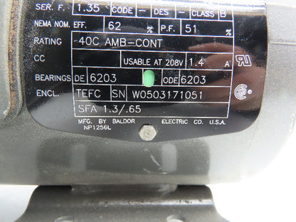 Baldor M3355 AC Motor 1/6Hp 1725 RPM 230/460V 3PH 42 Frame 3/8" Shaft