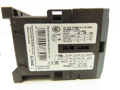 Siemens 3RT20161BB41 Power Contactor 24V Coil 600VAC 20A 3PH Lot Of 8