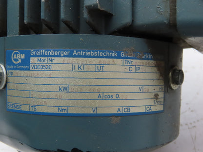 ABM G71/3D56C-4 Inline Gearmotor .18kw 230/460V 3PH 13.8:1 Reducer 113rpm