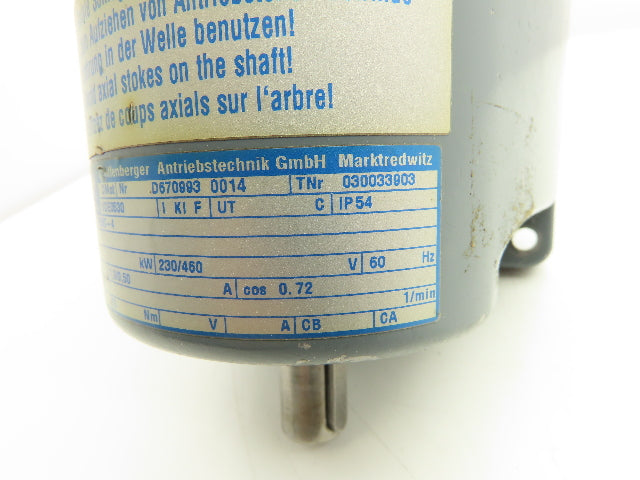 ABM G71/D56C-4 Inline Gearmotor .18kw 230/460V 3PH 13.8:1 Reducer 113rpm