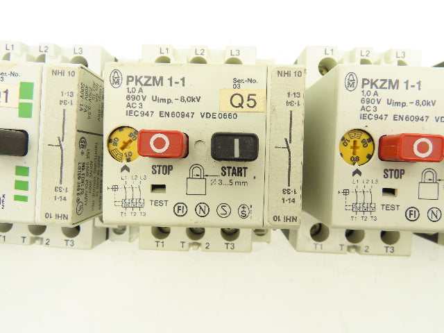 Klockner Moeller PKZM 1-1 Manual Motor Starter 1/2 HP 660V 1A 3Ph Lot Of 7