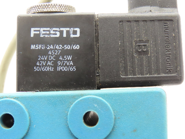 Festo MFHE-3-3/8 Pneumatic Soft Start Solenoid Valve 3/2-way 145psi 24VDC