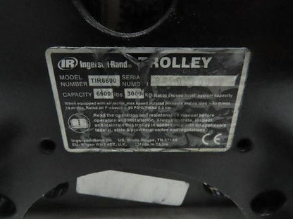 Ingersoll Rand TIR6600 Pneumatic Air Powered Hoist Trolley 6600 Lb
