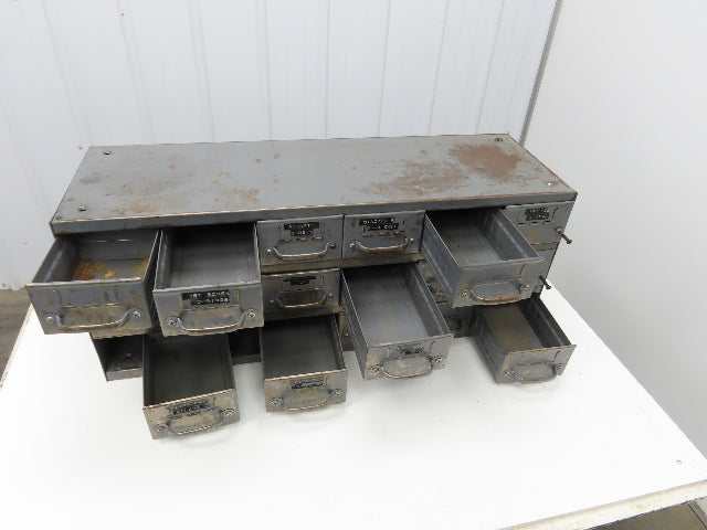 Equipto Antique 18 Drawer Metal Parts Cabinet 12" Deep 5-1/4" drawers