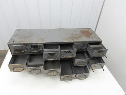 Equipto Antique 18 Drawer Metal Parts Cabinet 12" Deep 5-1/4" drawers