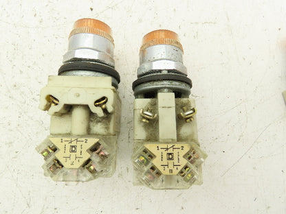 Square D 9001-KM1 Amber Guarded 30mm Push Button Switch Contactor Block Lot of 6