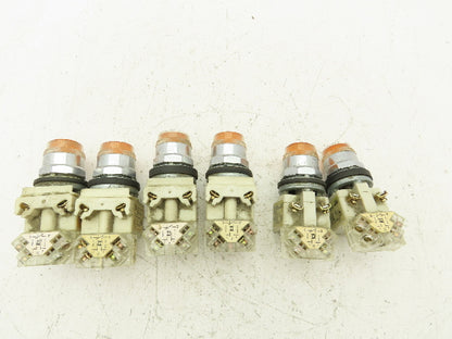 Square D 9001-KM1 Amber Guarded 30mm Push Button Switch Contactor Block Lot of 6